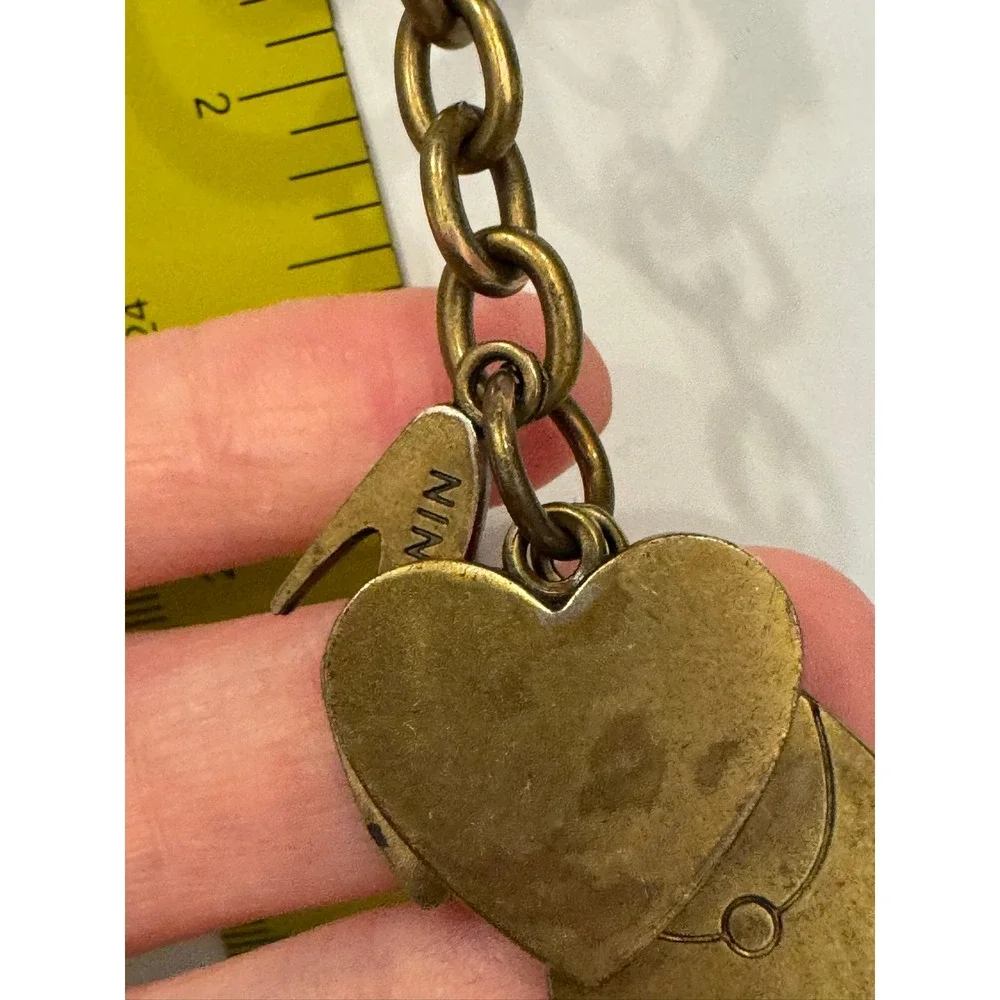 Nine West Brass Keychain Heart High Heel Handbag Charms Vintage Style 4 Inch